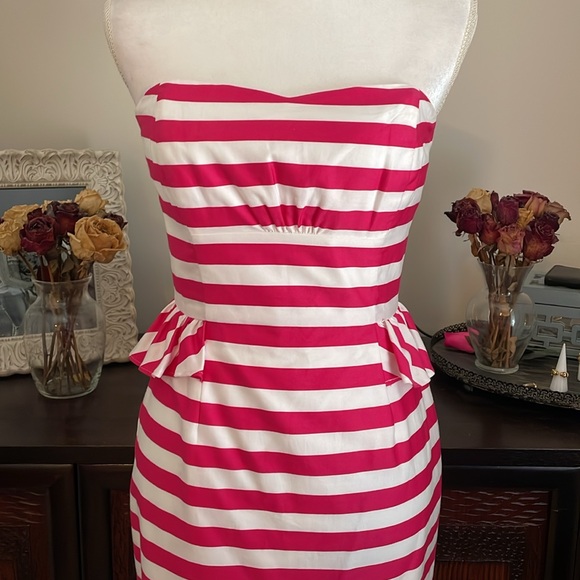 Lilly Pulitzer Azalea Swizzle Stripe Maybell Peplum Dress size 2 - Picture 3 of 12